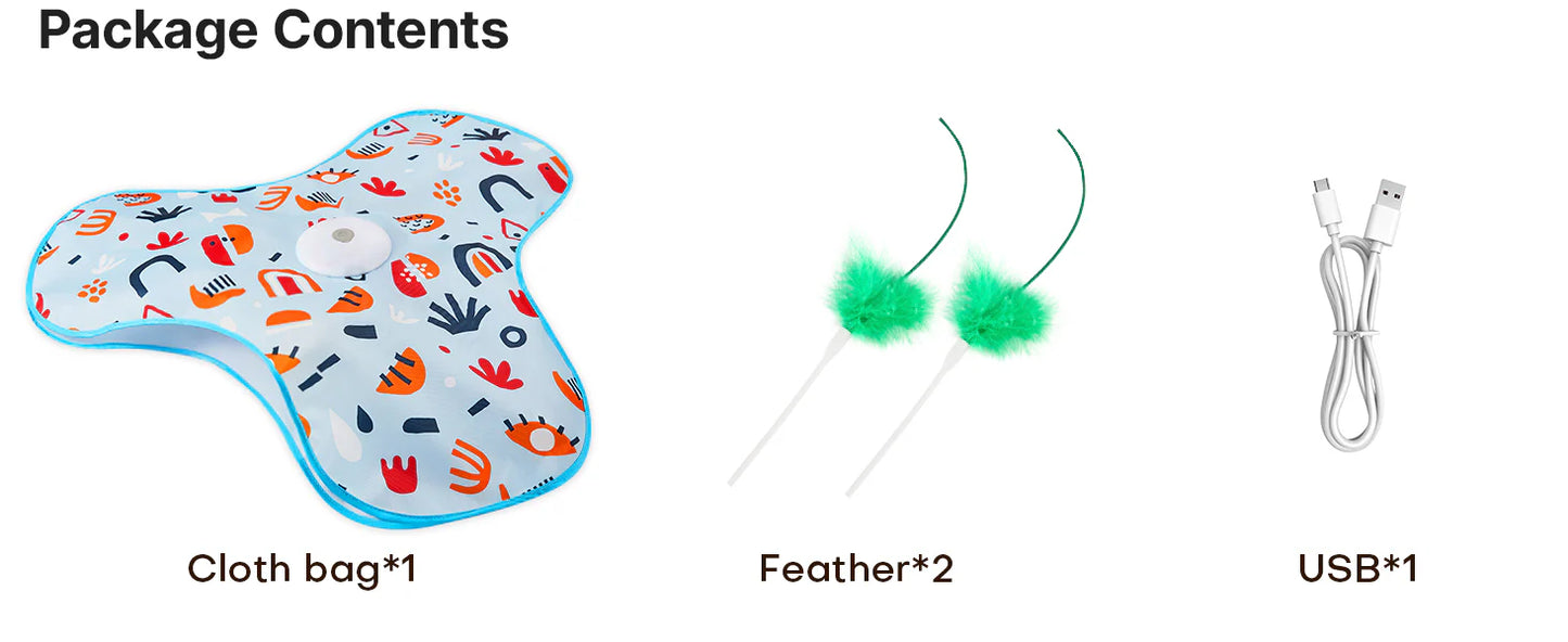 Potaroma Interactive Cat Toy - Automatic Hide and Seek Mouse & Feather Toy with 4 Speed Settings