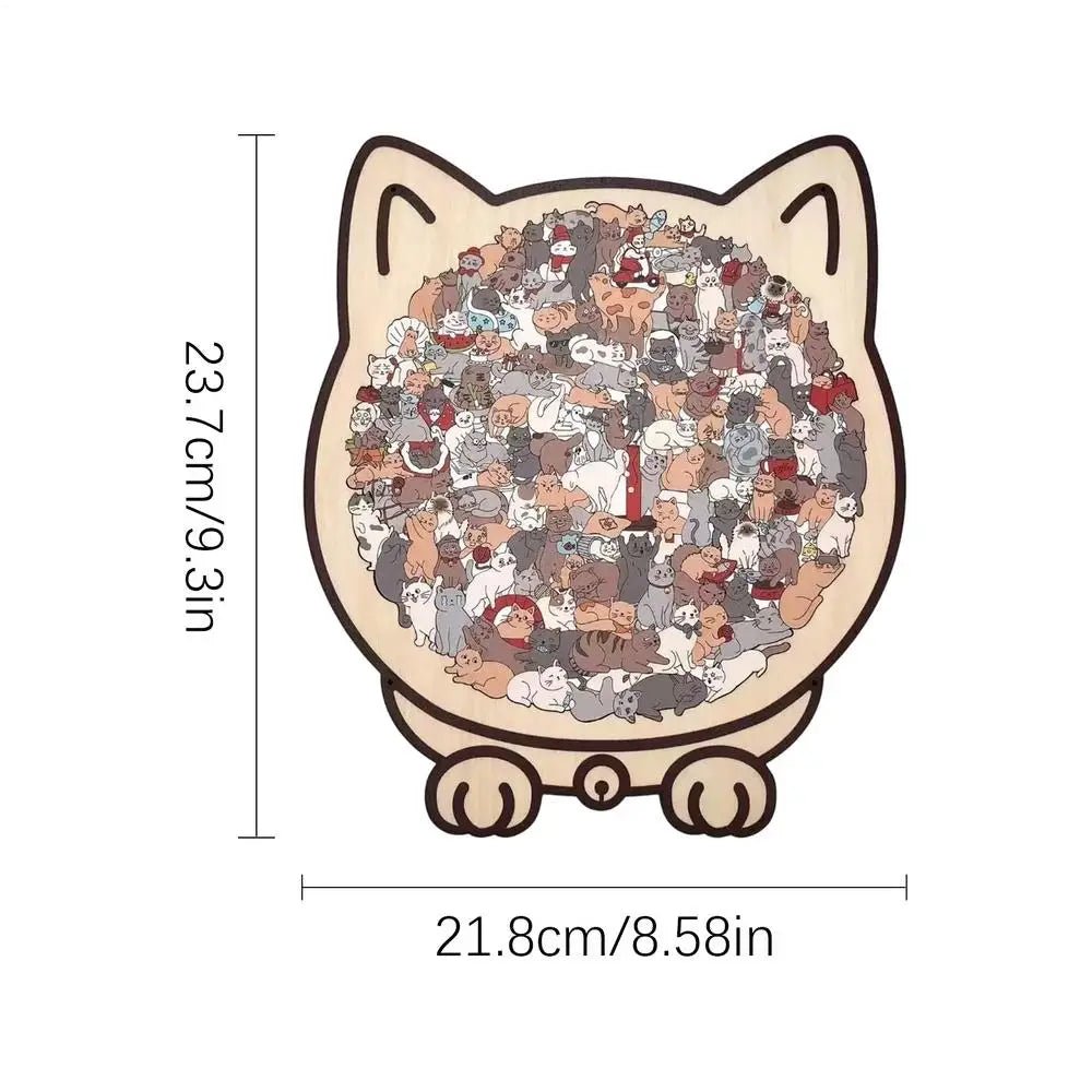 Joyliveo Artisan Shaped Wooden Puzzle | Whimsical "Cat-astrophe" Mindful Jigsaw
