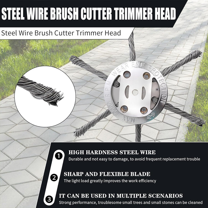 Joyliveo 6 inch Steel Wire Brush Cutter Trimmer Head