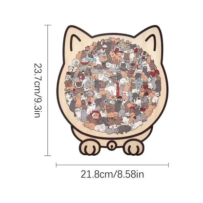 Joyliveo  Artisan Shaped Wooden Puzzle | Whimsical "Cat-astrophe" Mindful Jigsaw