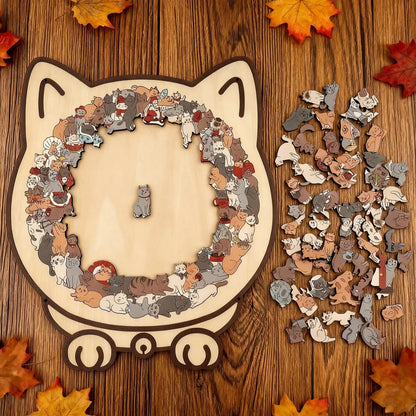 Joyliveo  Artisan Shaped Wooden Puzzle | Whimsical "Cat-astrophe" Mindful Jigsaw