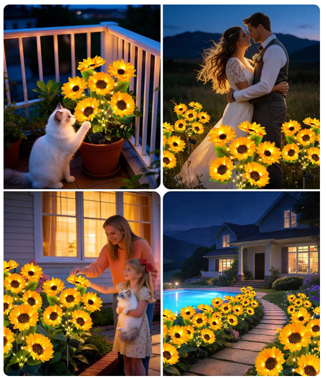 Solar Powered Sunflower Garden Lights-2 Pack