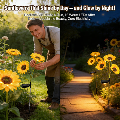 Solar Powered Sunflower Garden Lights-2 Pack