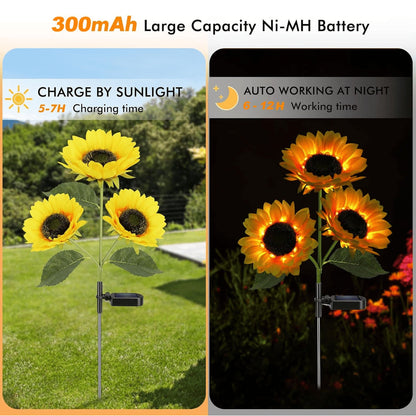 Solar Powered Sunflower Garden Lights-2 Pack