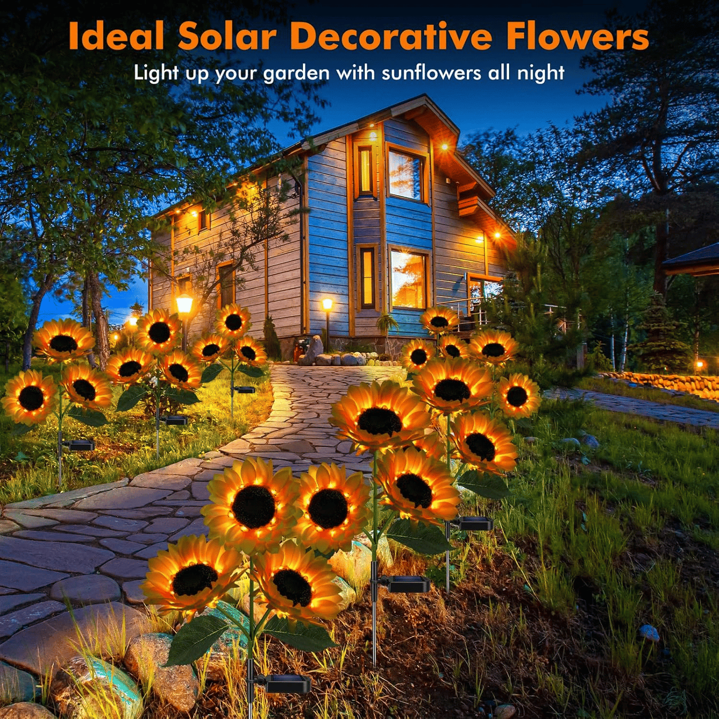 Solar Powered Sunflower Garden Lights-2 Pack