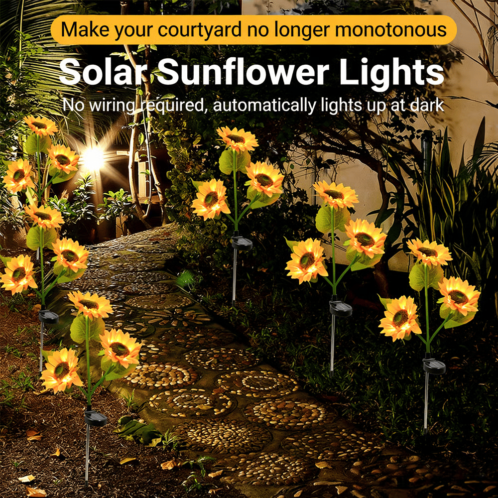 Solar Powered Sunflower Garden Lights-2 Pack