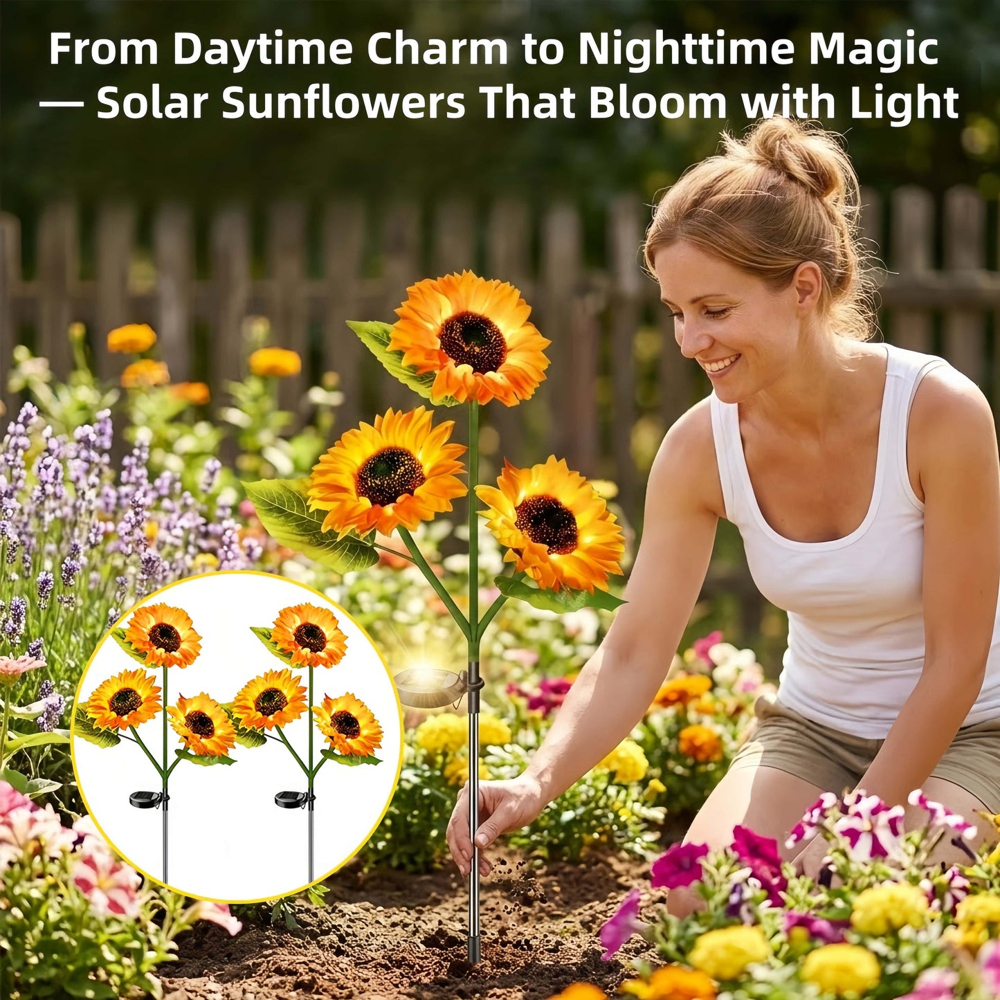 Solar Powered Sunflower Garden Lights-2 Pack