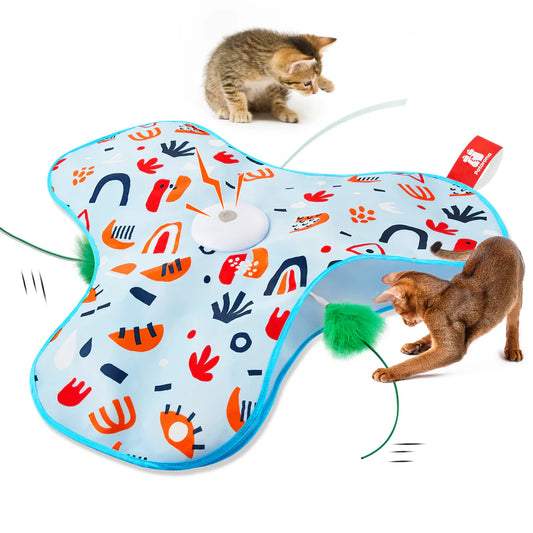 Potaroma Hide and Seek Cat Toys, in-The-Cover Unpredicatable Moving Feather, Interactive Kitten Wand Toy